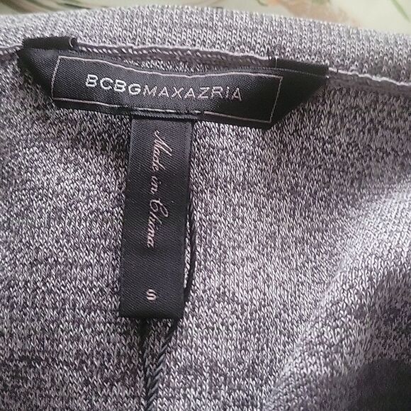 NWT BCBG Gray Black Stripe S Bandage Sexy Pencil Fitted BodyCon Knee Skirt Work - Picture 5 of 6